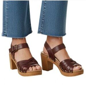 Dansko Dawson 41 US 10.5 11 Reddish Brown Vintage Ruby Platform Sandals Heels